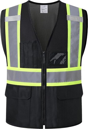 Черна мрежеста инженерна предпазна жилетка